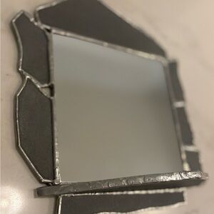 Unique Lake Superior Slate Geometric Mirror with Ledge